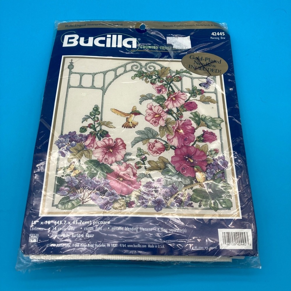 Vintage Bucilla Counted Cross Stitch Kit Morning Dew 42445 New Old Stock Sealed